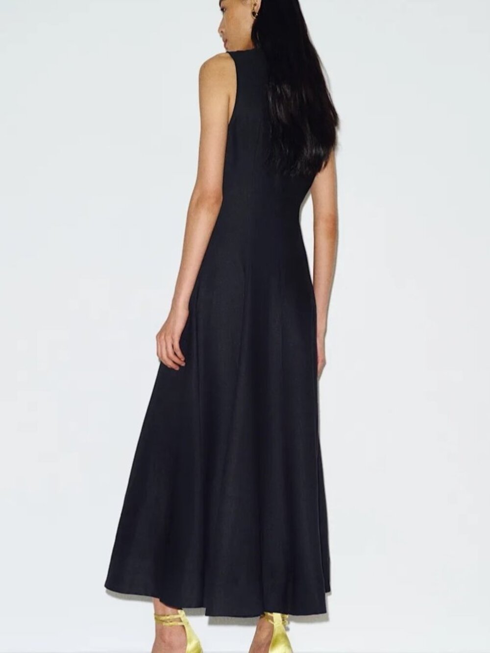NEW Reformation Cecilia Linen Sleeveless Maxi Dress Black | US 6 UK 10 - Picture 4 of 12